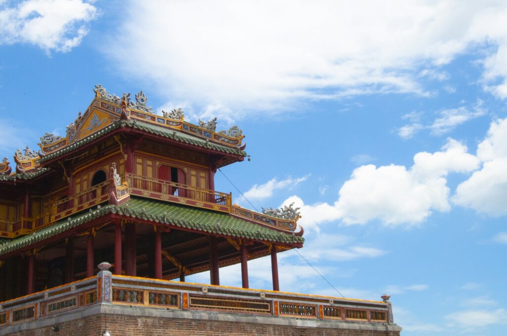 Ornate roof detail inside Hue's Imperial City