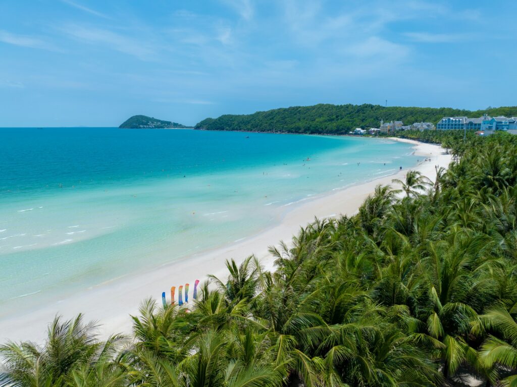 White sand and clear water on a beach in Phu Quoc