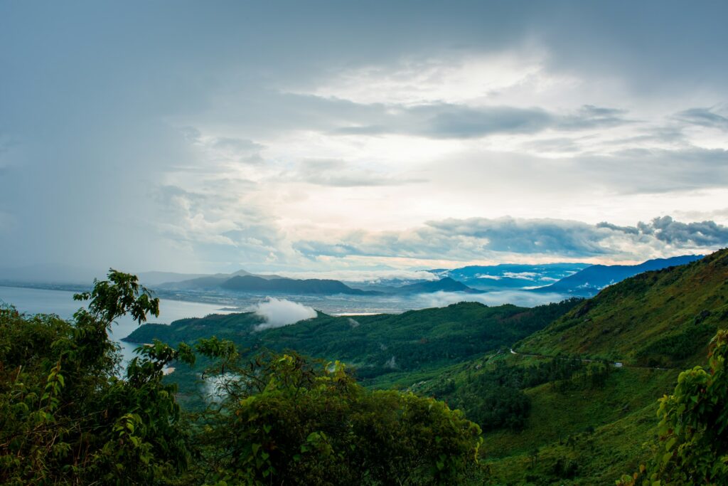 The Hai Van Pass winding along Vietnam's central coastline