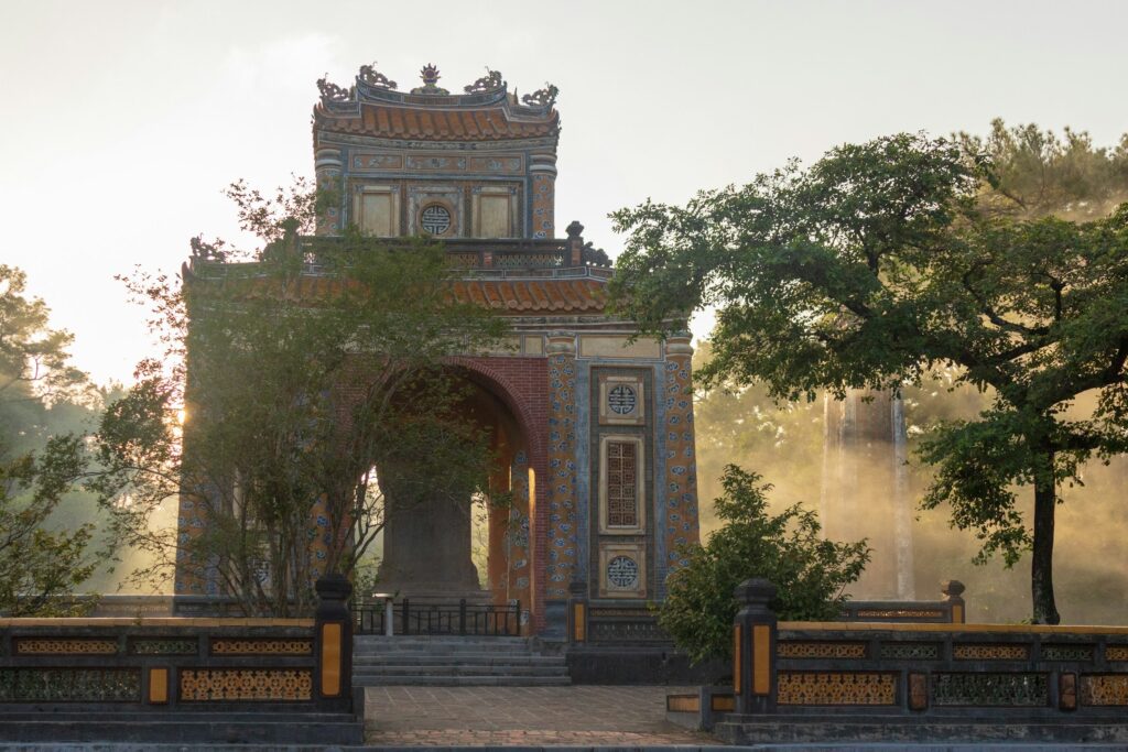 The ornate royal tombs of the Nguyen emperors outside Hue