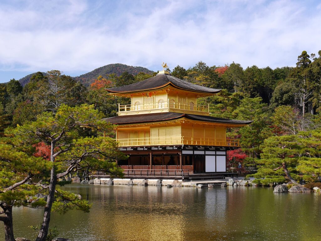 Kinkaku-ji Golden Pavilion beside its lake in Kyoto