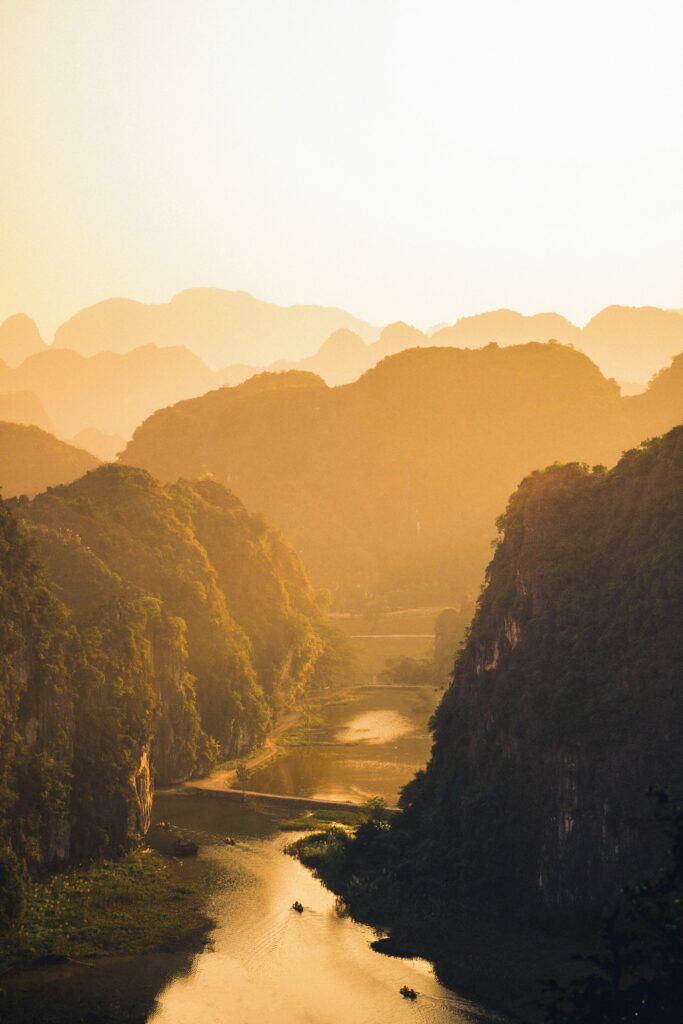 Limestone peaks rolling into the distance in northern Vietnam
