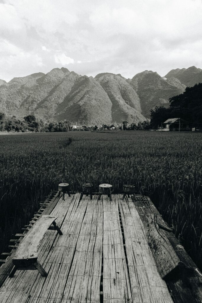 Hillside retreat overlooking Mai Chau valley and limestone mountains