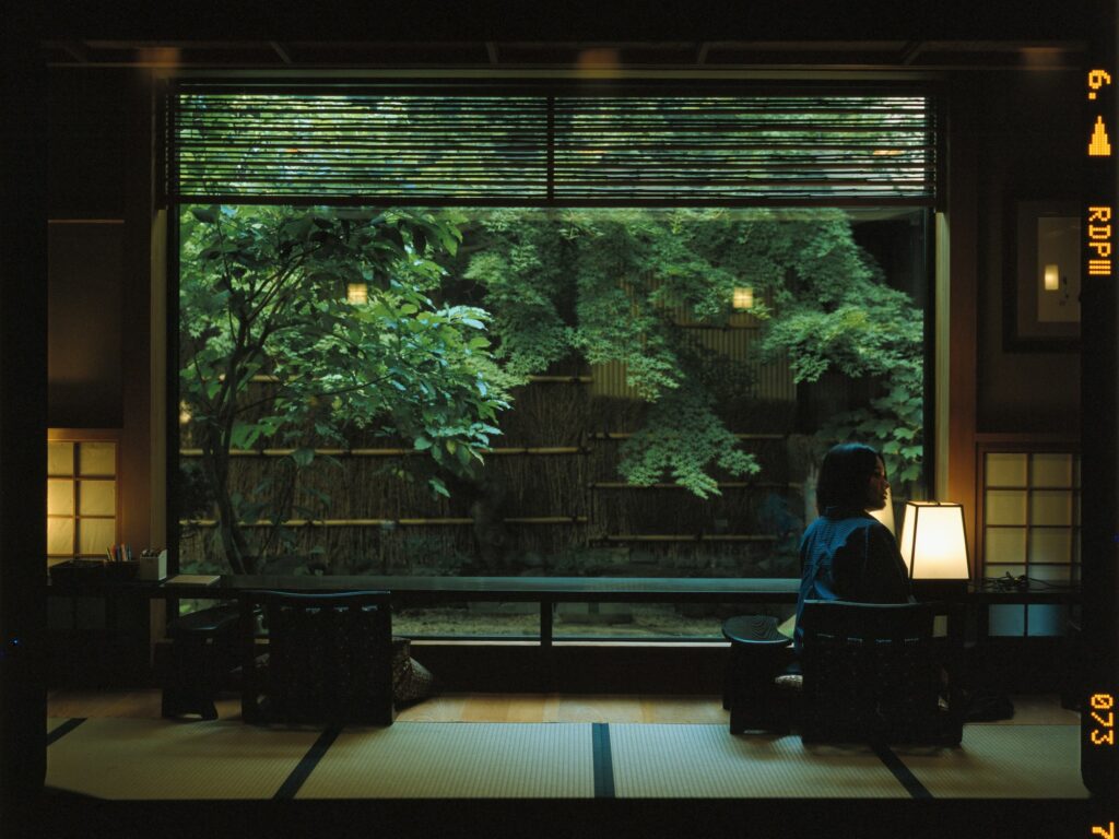Japanese ryokan garden view
