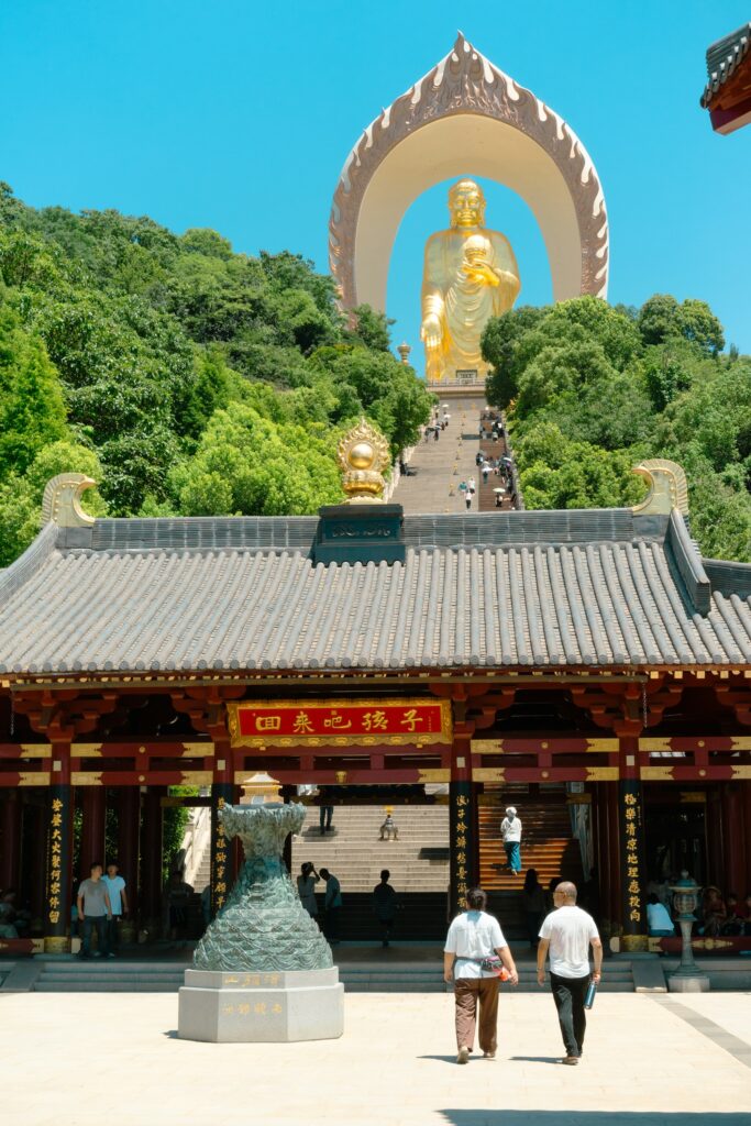 Golgulsa rock-cut grotto temple exterior in golden sunlight