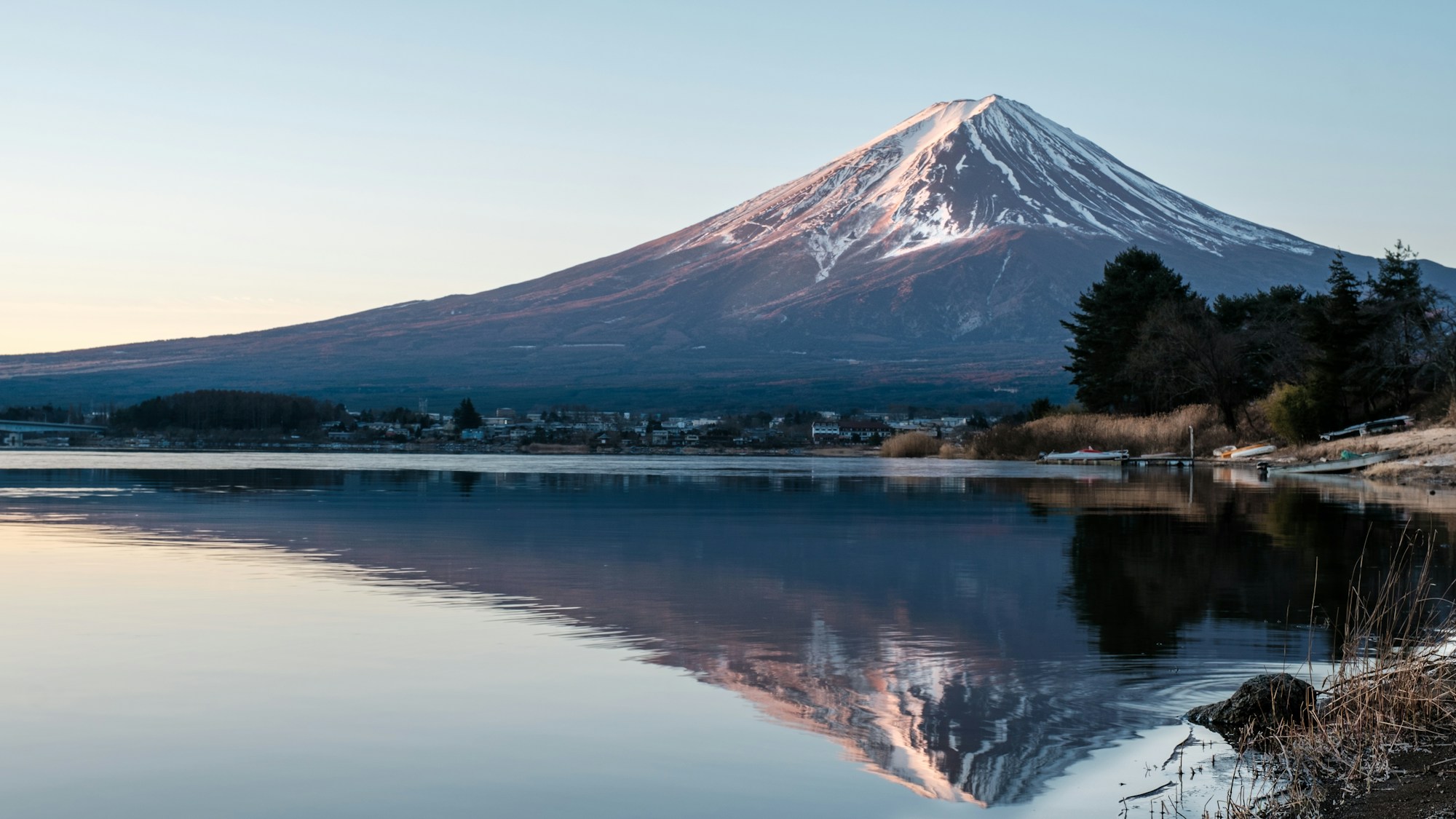 Mount Fuji lake cherry blossom